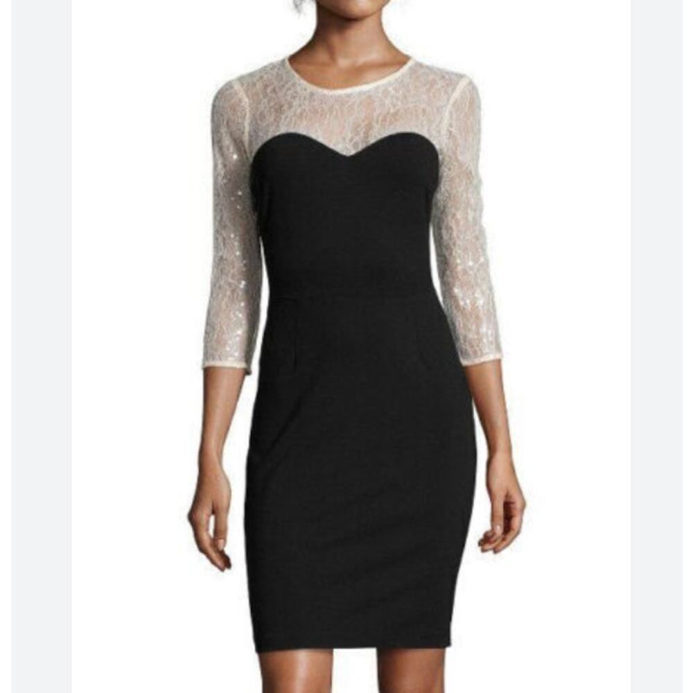 Anthropologie Erin Fetherston Cocktail Sweetheart Dress Black Sz 4 Romantic $275